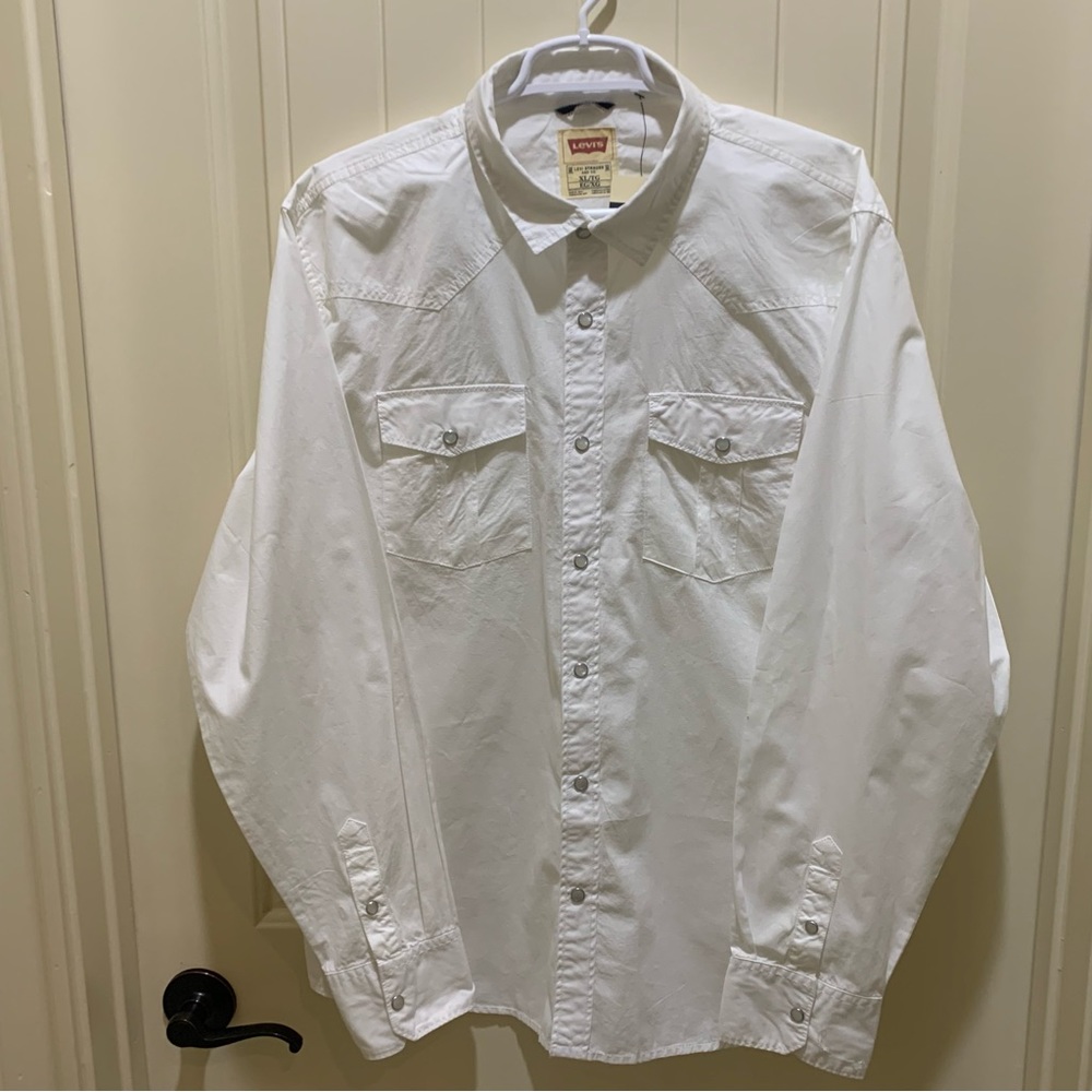 Levi’s retro White long sleeve shirt western XL NWT - Picture 2 of 8